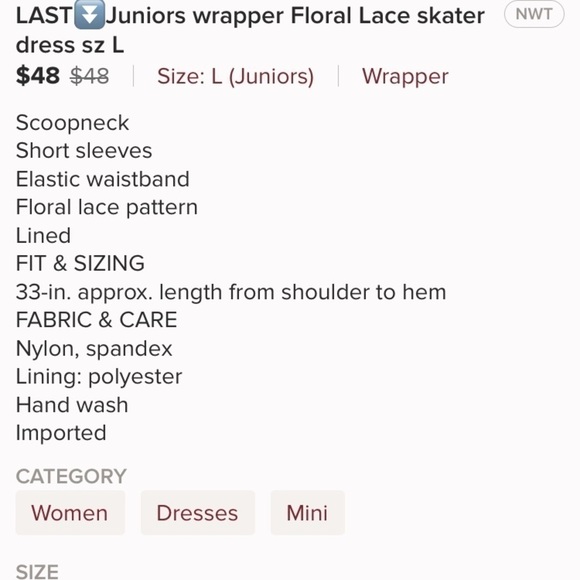 Juniors wrapper Floral Lace skater dress - Picture 4 of 4